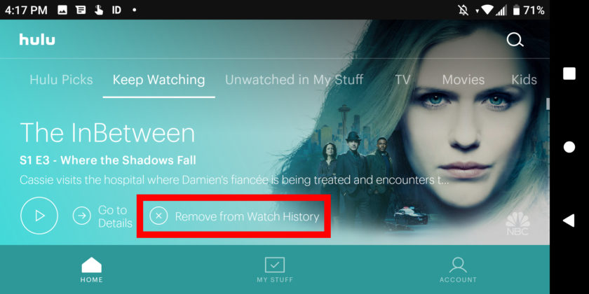 Hulu Android Remove Keep Watching "width =" 840 "height =" 420