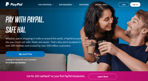 الخطوة 1 انتقل إلى موقع PayPal الرسمي.