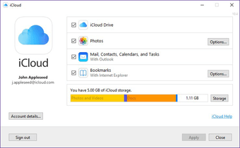على iCloud Windows تخزين مقارنة سطح المكتب 2