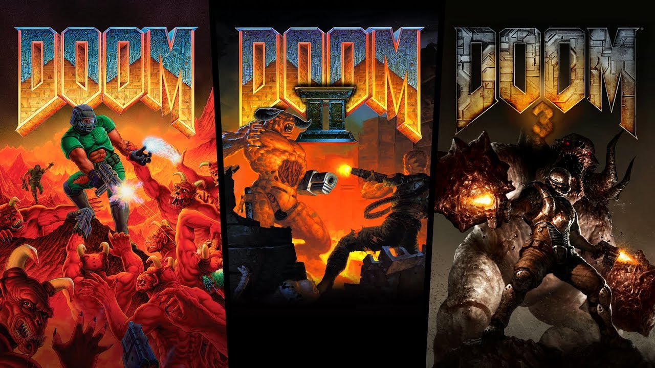 Doom (1993) ، Doom II (1994) و Doom 3 (2004) على PlayStation 4 ، Xbox One ، Nintendo Switch و iOS وأجهزة Android