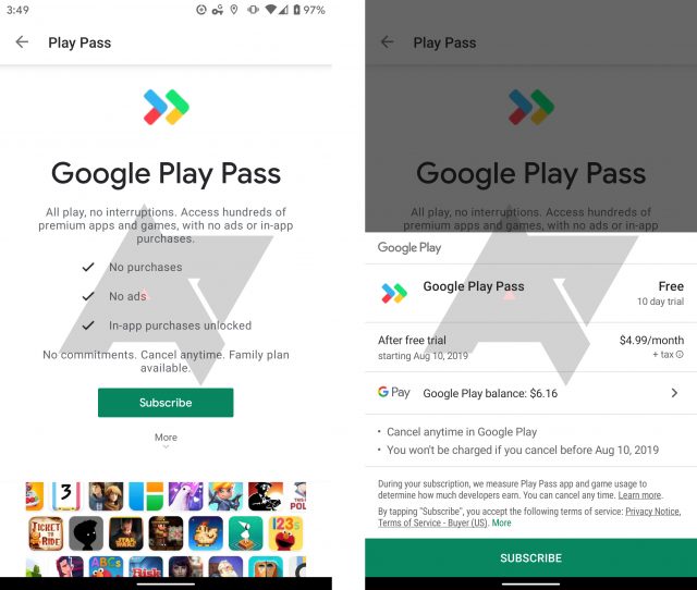 يقوم Google باختبار تطبيق 'Play Pass' والاشتراك في الألعاب على Android 2