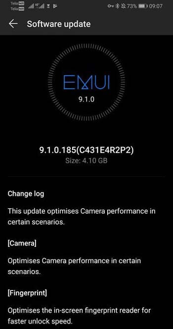 يجلب تحديث Huawei P30 / P30 Pro EMUI 9.1.0.185 التحسينات التي تم إجراؤها على تصحيح الأمان في يوليو ومستشعر بصمات الأصابع 1