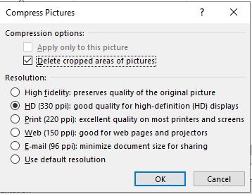 تقليل حجم Powerpoint ضغط جميع خيارات الصور
