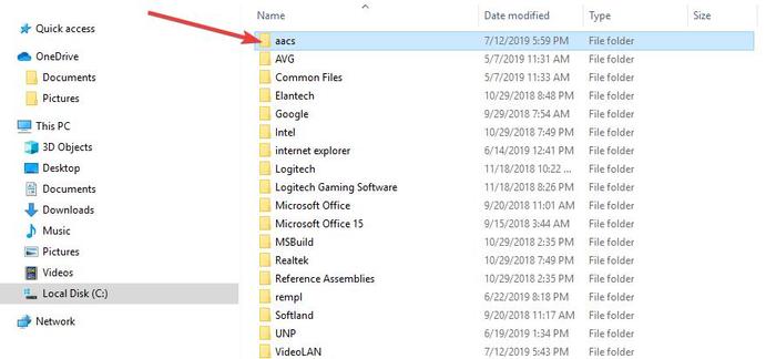 لعب بلو راي Windows 10 قم بتنزيل File Explorer Aacs Folder