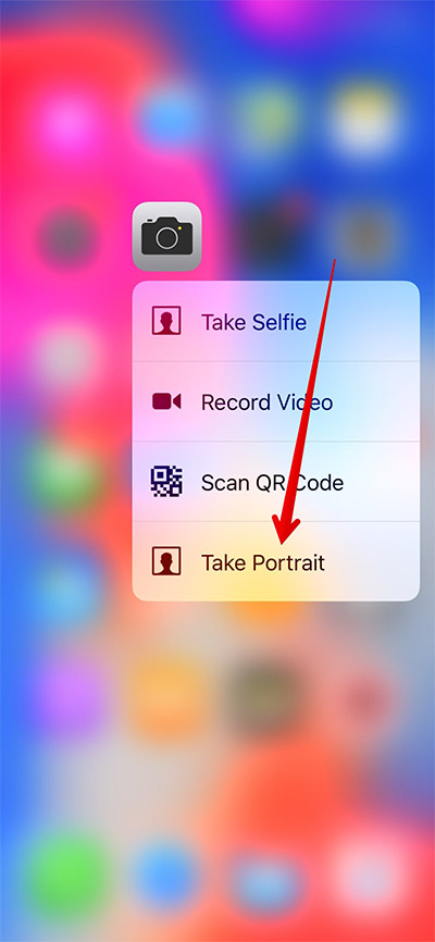3D Touch لإظهار وضع Portrait على iPhone Xs Max