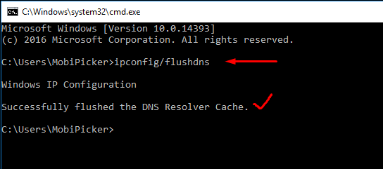 تدفق DNS في windows كمبيوتر لإصلاح خطأ DNS_PROBE_FINISHED_NXDOMAIN في الكروم