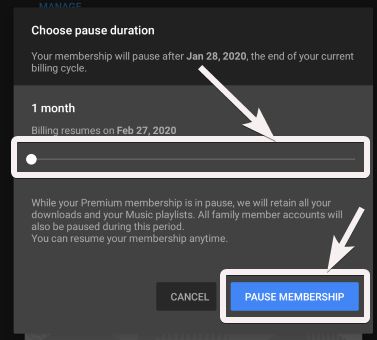 YouTube premium pause membership 1