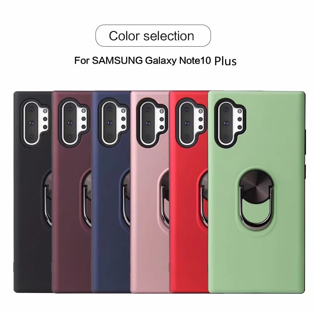 حلقة حامل حالة الهاتف واقية لسامسونج Galaxy Note  10 زائد الأسود
