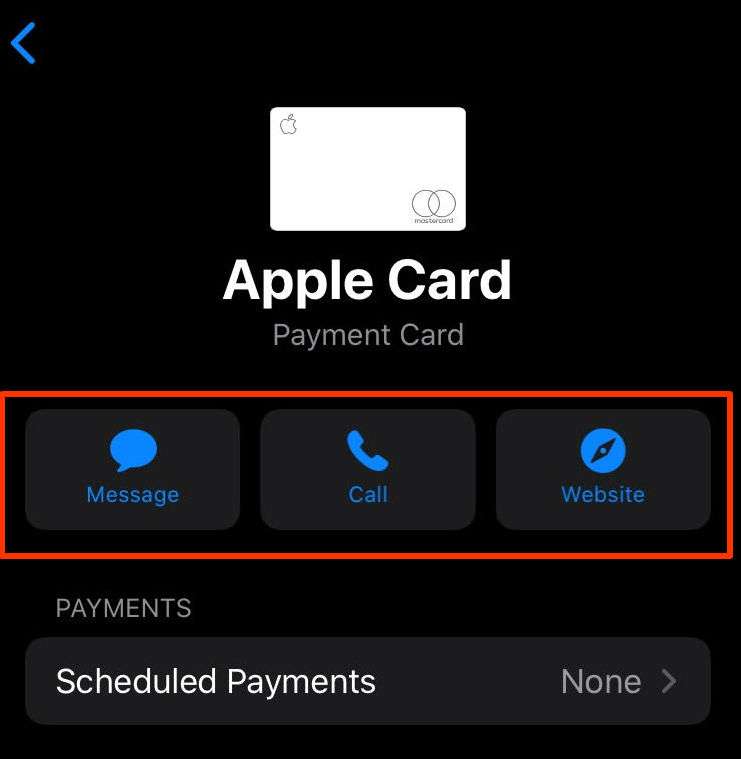 Apple  خيارات دعم البطاقة