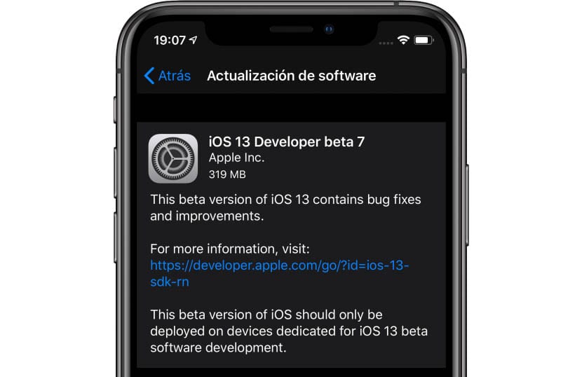 septima beta de iOS13