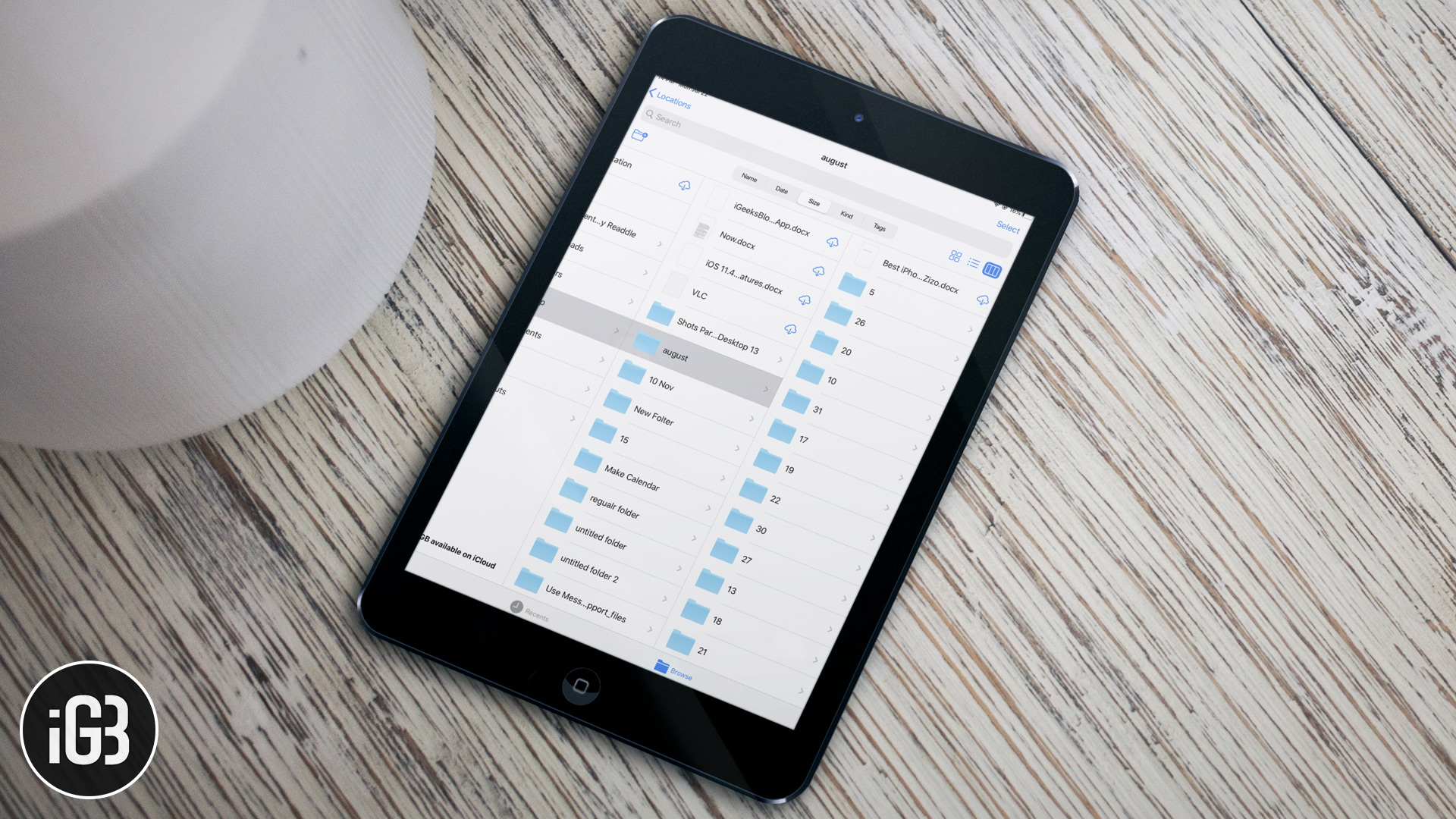 كيفية الوصول إلى عرض العمود في تطبيق ملفات iPadOS
