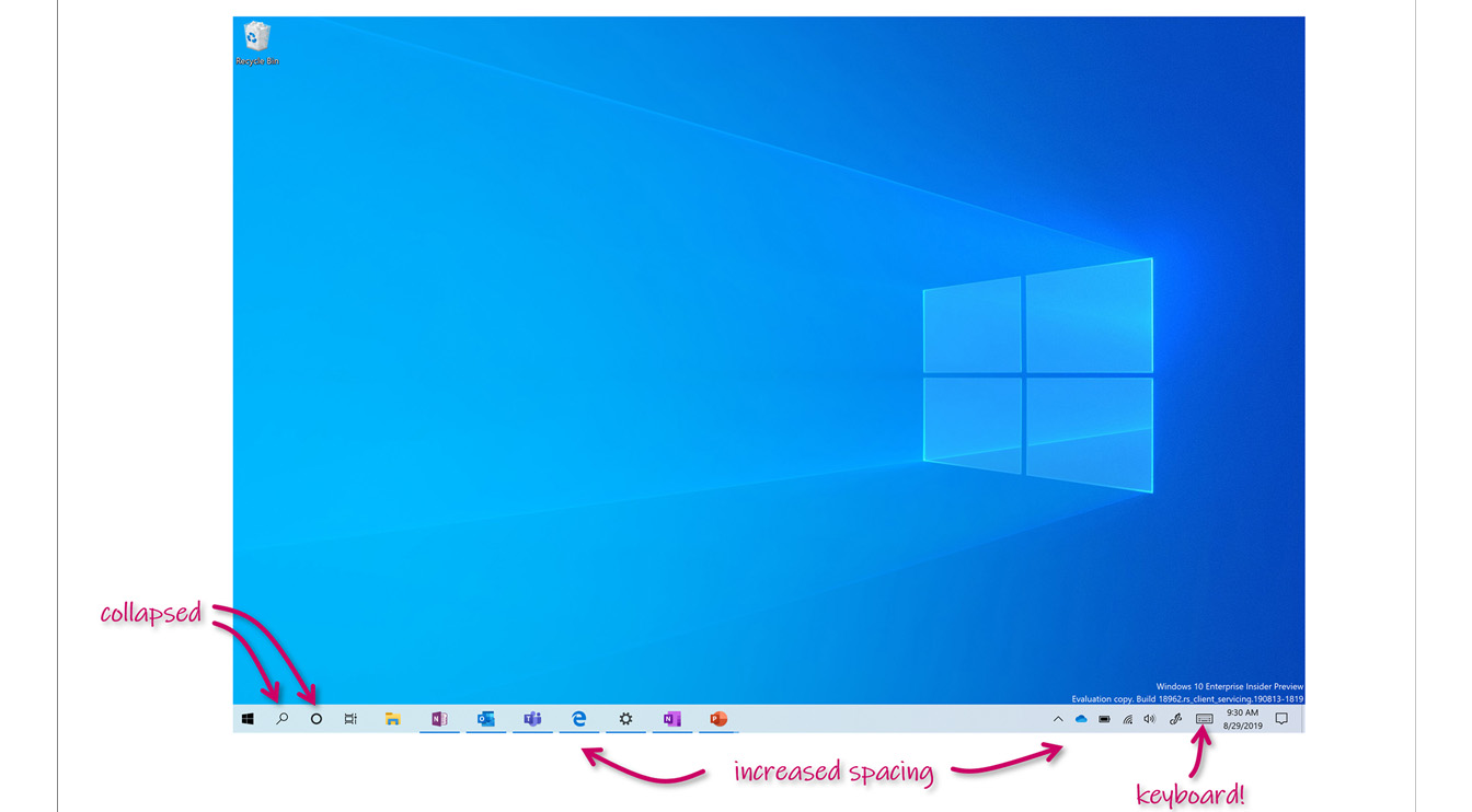 Microsoft Demos Touch-Optimized Desktop in Latest Windows 10 بناء الداخل