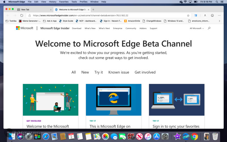تسرب Microsoft Edge Beta مرة أخرى ، لكن لنظام التشغيل Mac هذه المرة