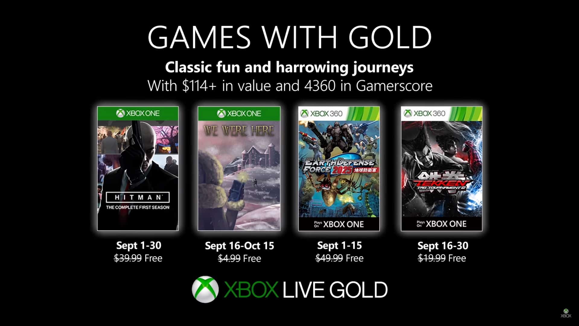 Games with Gold: أعلنت Microsoft عن ألعاب سبتمبر المجانية الأربعة!