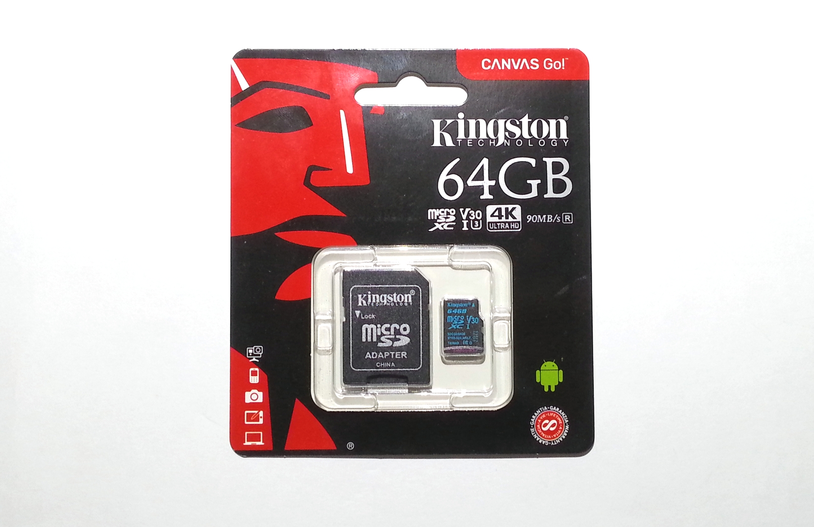 بطاقة ذاكرة Kingston Canvas Go microSDXC microSDXC بسعة 64 جيجا بايت (U3 / V30)