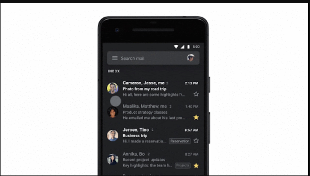 تطرح Gmail رسميًا المظهر المظلم لأجهزة Android