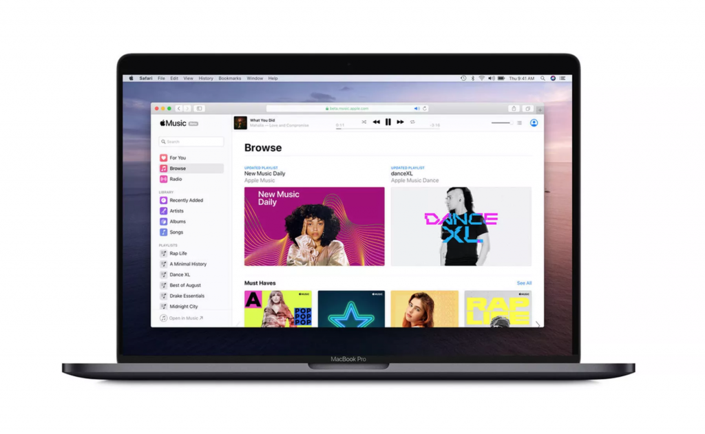 Appleيعتمد على متصفح جديد Apple أطلقت الموسيقى