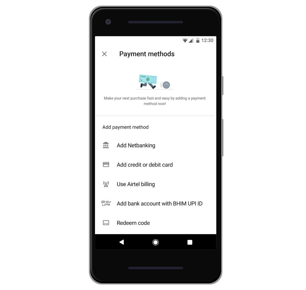 Google Play Store يحصل على طريقة الدفع UPI في الهند
