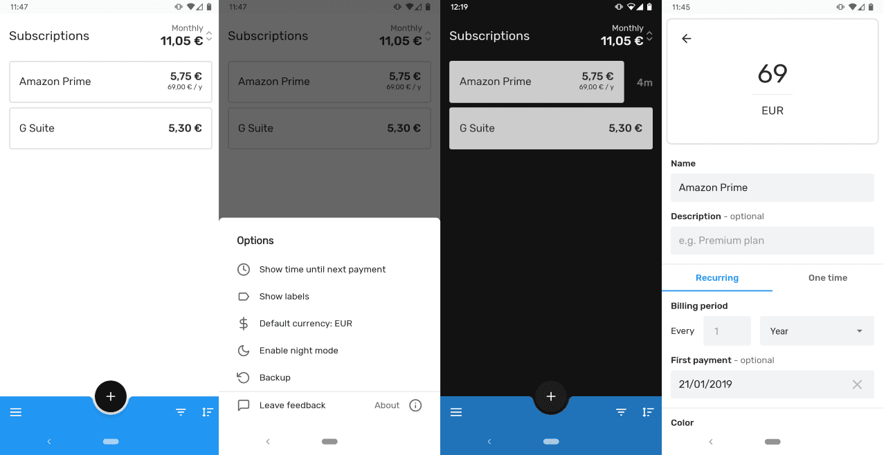 manage subscriptions android app
