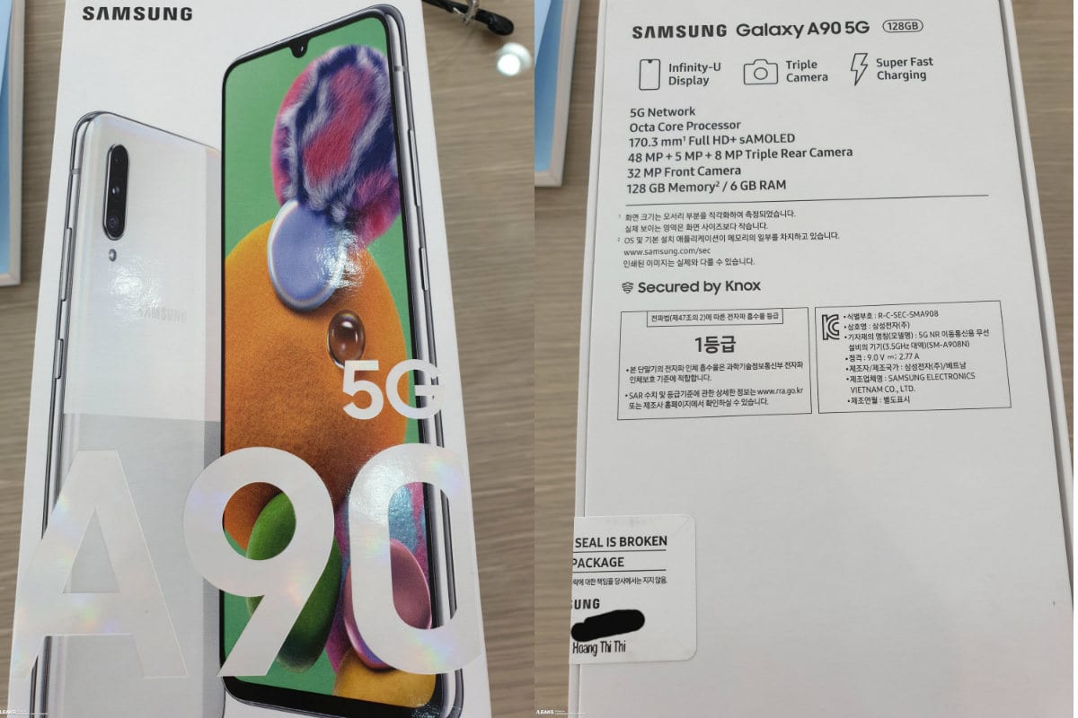 Samsung Galaxy A90 5G Specifications, Design Tipped From Retail Box Leak, Allegedly Company Site Listing