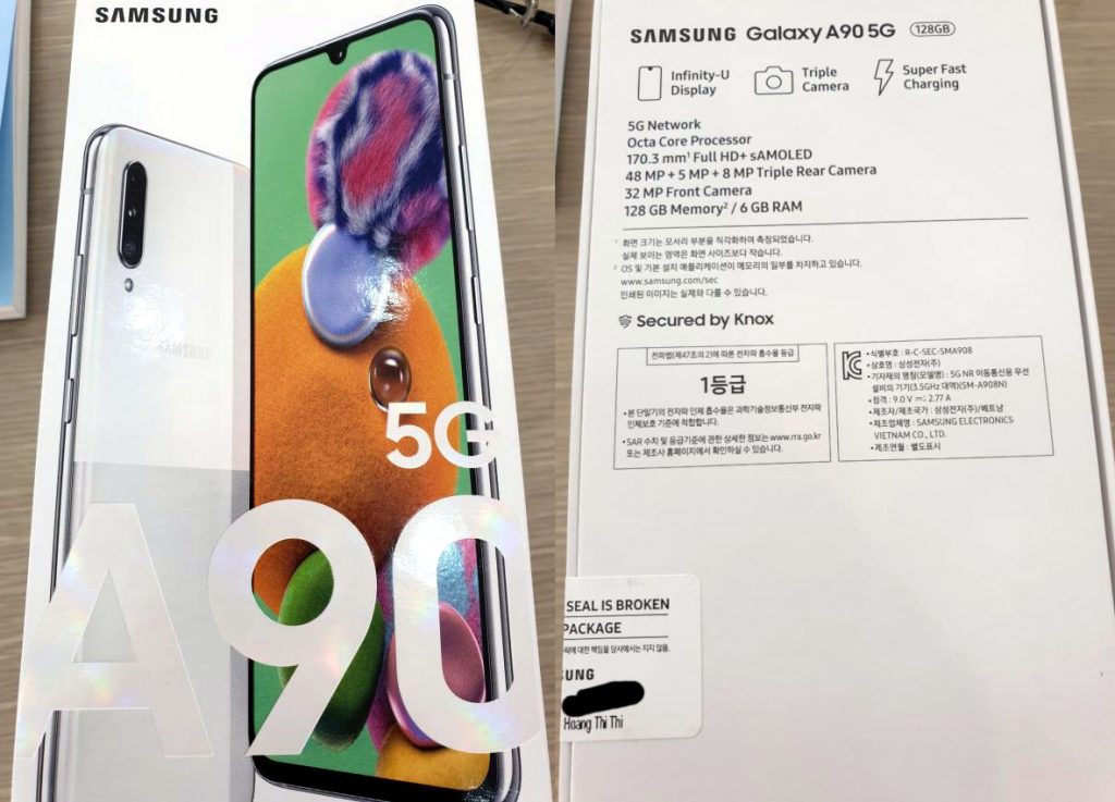 سامسونج Galaxy A90 5G مع شاشة FHD + AMOLED Infinity-U بحجم 6.7 بوصة ، Snapdragon 855 ، سطح كاميرات خلفية ثلاثية