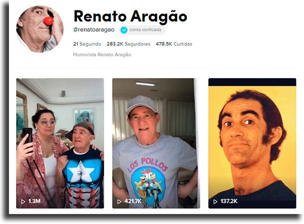 Renato Aragão أكبر المشاهير على TikTok