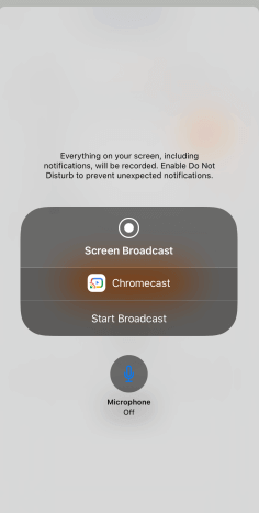 اضغط على Screen Broadcast: Chromecast Zoom Meetings