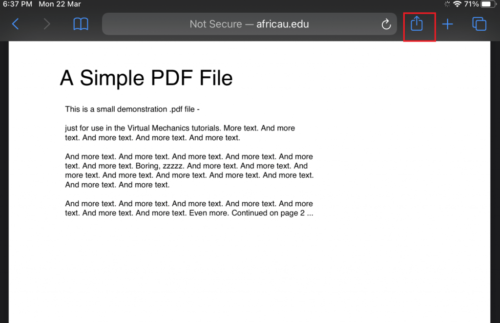 كيفية حفظ ملف PDF على iPad 
