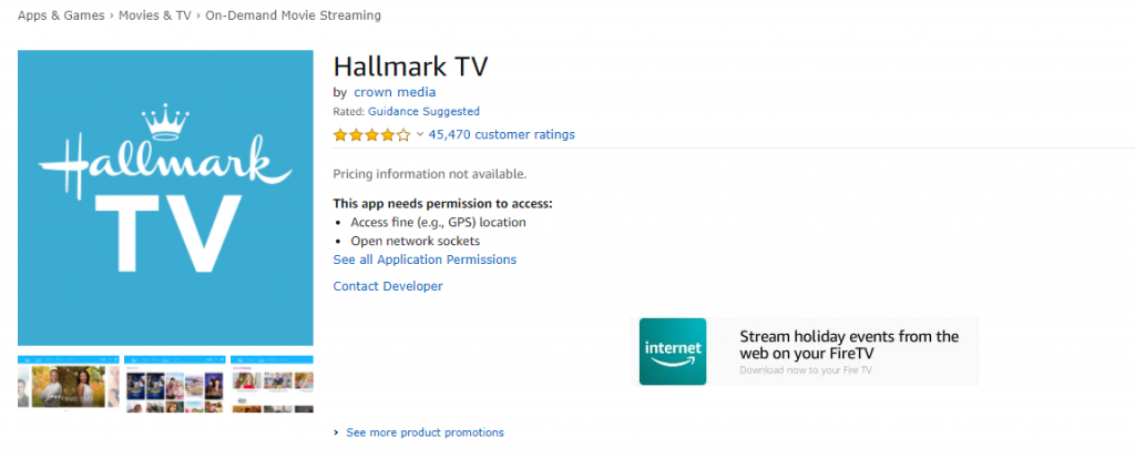 تم تشغيل قناة هولمارك Amazon متجر التطبيقات