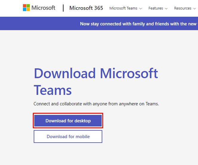 قم بتنزيل تطبيق Microsoft Teams لسطح المكتب