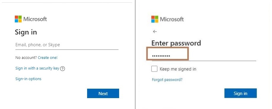 نافذة تسجيل الدخول في Outlook - تغيير صورة الملف الشخصي في Outlook
