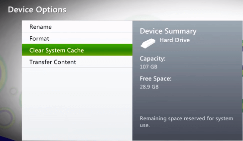 امسح ذاكرة التخزين المؤقت على Xbox 360