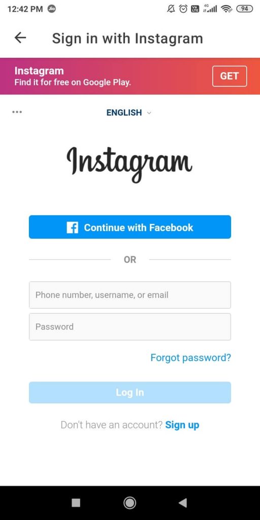 تسجيل الدخول إلى الخاص بك Instagram