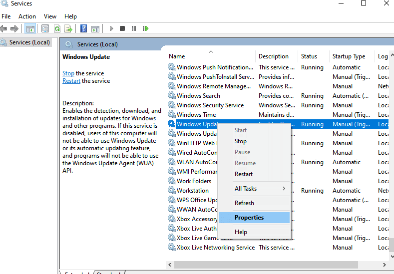 حدد الخصائص - كيفية إيقاف التشغيل Windows تحديث