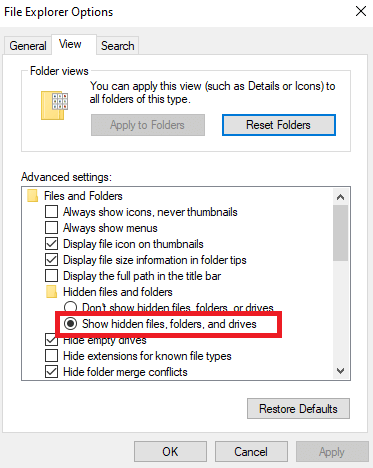 عرض الملفات والمجلدات المخفية على Windows 10