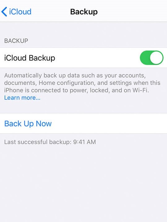 حدد iCloud Backup - كيفية عمل نسخة احتياطية من iPhone
