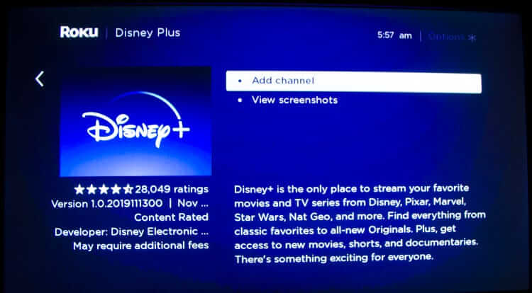 حدد إضافة قناة: Disney Plus على Roku