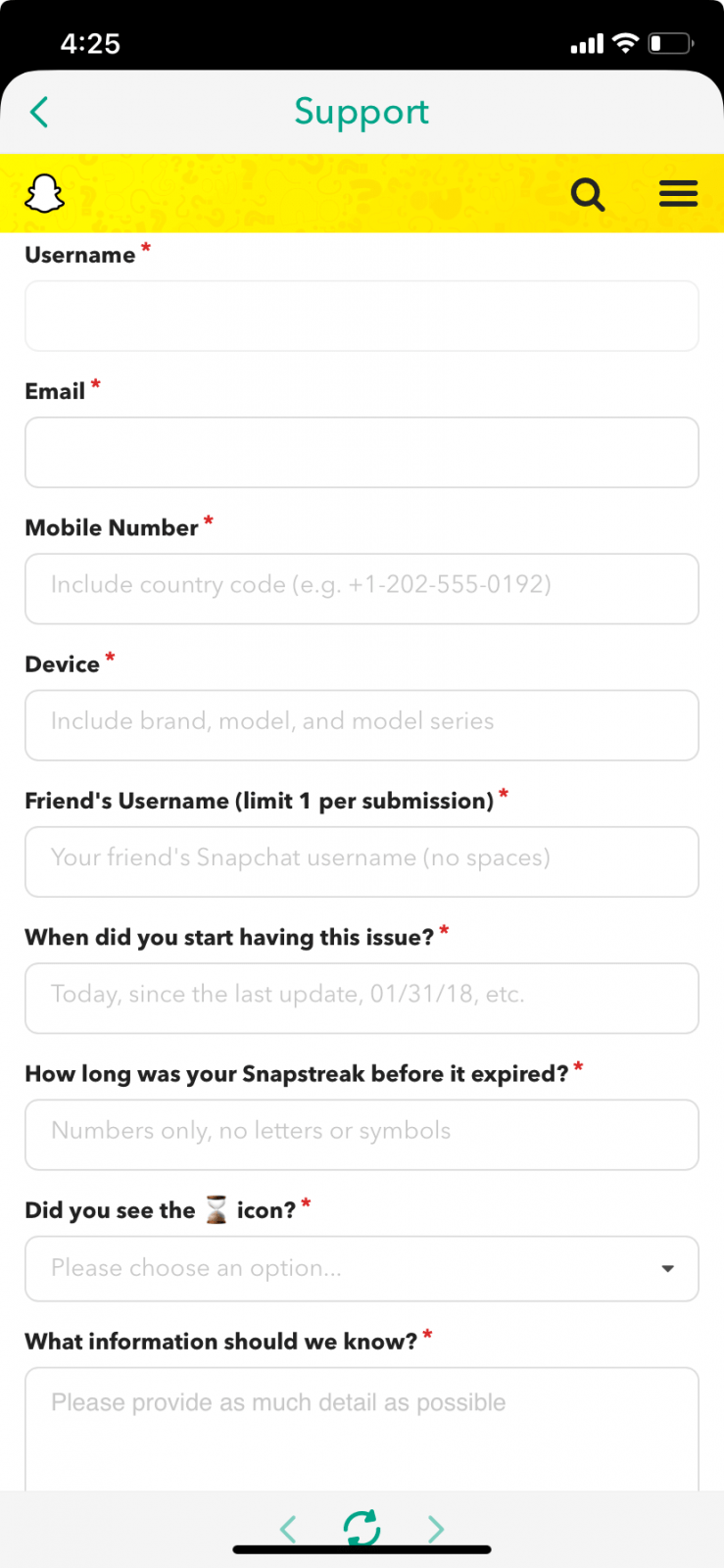استعادة خطوط Snapchat