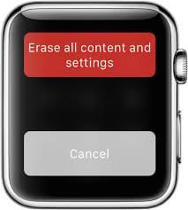 محو جميع المحتويات والإعدادات - Apple Watch