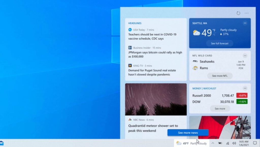 Windows  10 شريط مهام جديد