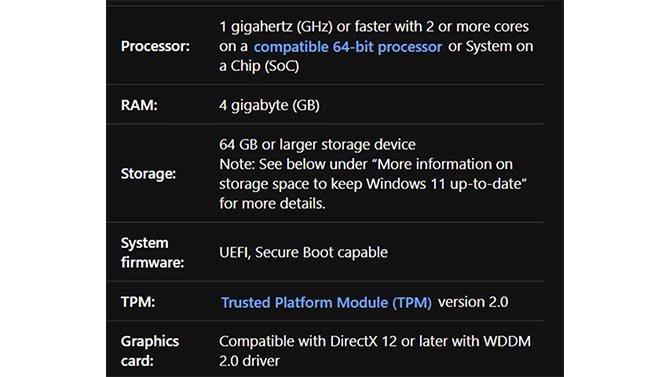 Windows 11 يحتوي على متطلبات المعالج التفصيلية من قبل Microsoft 2
