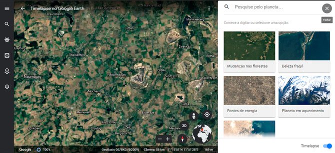 يتميز Google Earth بميزة timelapse من عام 1984 إلى عام 2020 بتقنية ثلاثية الأبعاد 2