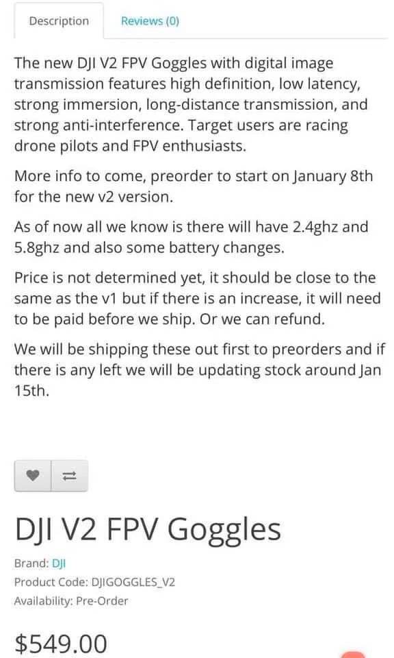 يمكن أن تصل DJI FPV Goggles V2 في الثامن من يناير مقابل 549 دولارًا مع FPV Drone 4