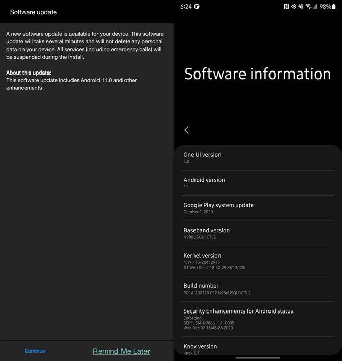 Galaxy  يحصل Note20 و Note20 Ultra على إصدار ثابت من One UI 3.0 مع Android 11