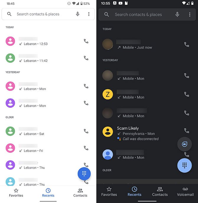 يحصل تطبيق Google Phone على زر Duo مخصص 2