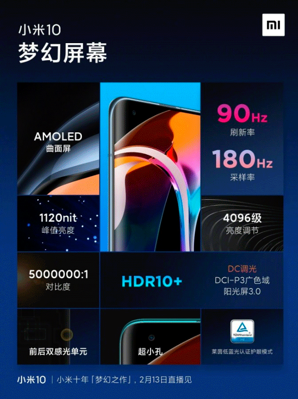 سيكون لدى Xiaomi Mi 10 شحن 50 واط ومعدل تحديث الشاشة 90 هرتز 3