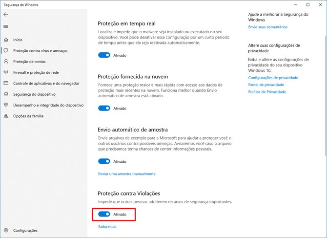 الحماية من الانتهاكات في Windows 10 ممكّن الآن بشكل افتراضي 4