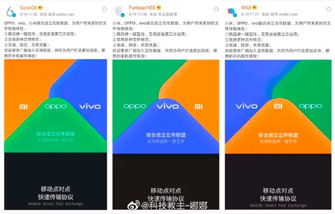 Xiaomi و Oppo و Vivo تعمل على نظام نقل الملفات 2