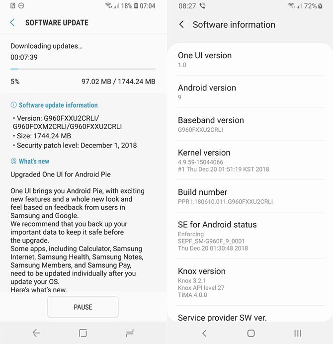 تبدأ Samsung في إطلاق Android 9.0 Pie لـ Galaxy S9 و S9 + 2