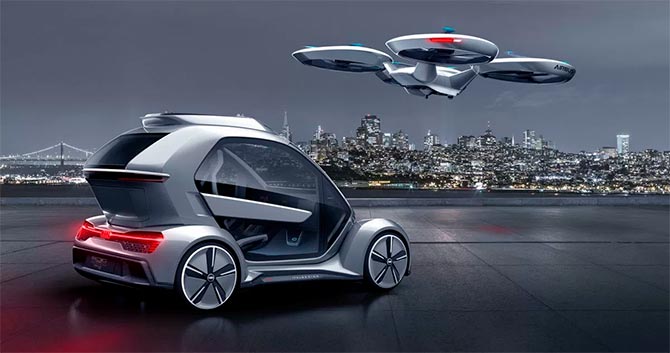 تبتكر أودي وإيرباص مفهوم السيارة الكهربائية التي تتزاوج مع طائرة بدون طيار للطيران 2
